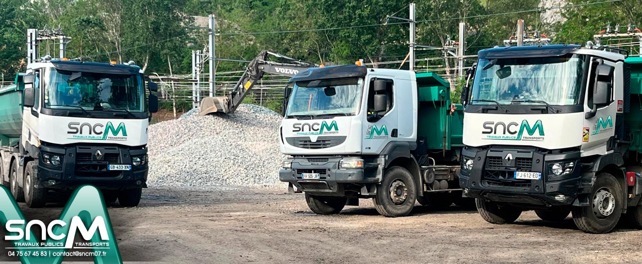 SNCM Chavanon Mounard TP Travaux Publics, Transports TP, élagage, débroussaillement, génie civil, abattage, Travaux Ferroviaires et enrochements, location de matériel Saint Cyr Annonay 07 Haute Ardèche Rhône Alpes